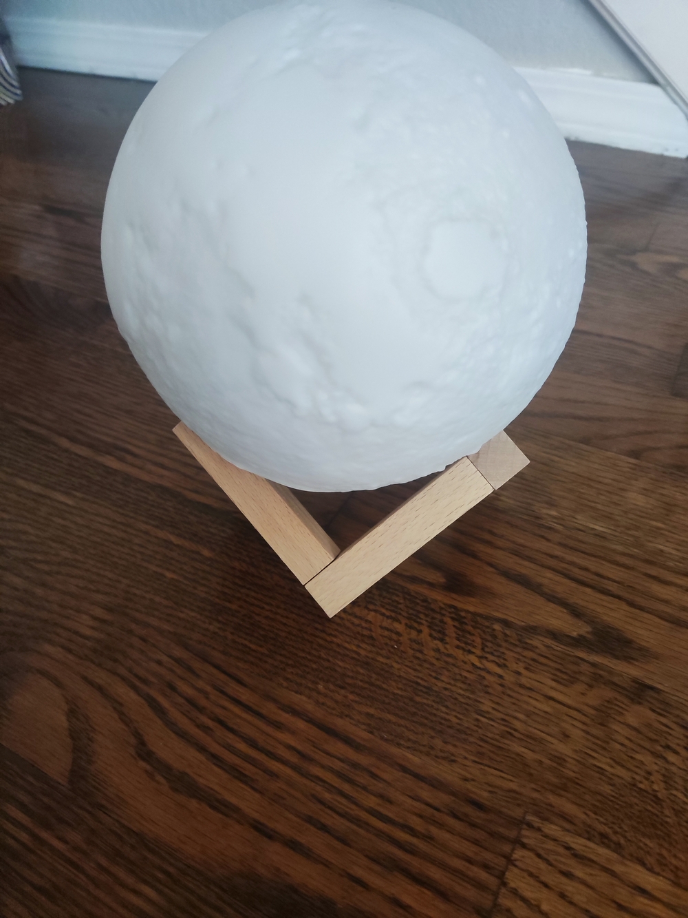 White Moon Lamp on Wood Stand - Unbranded Home Accent